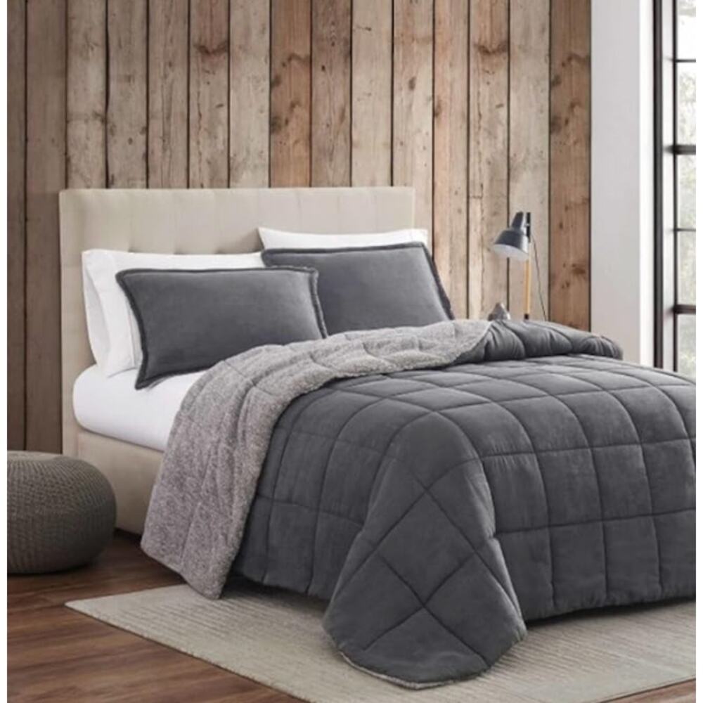 Eddie Bauer - King Comforter Set, Microsuede Bedding with Soft Sherpa Comforter